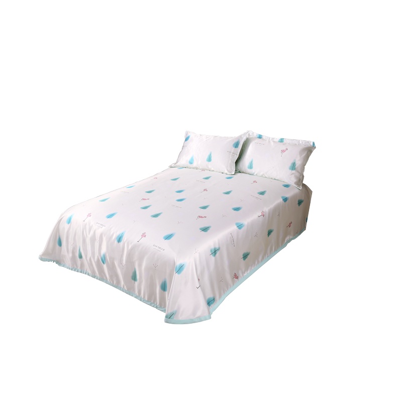 百丽丝家纺 水星出品 空调席凉席三件套 想你的叶床单式冰丝席图案凉席套件 凉席席子凉枕 床上用品