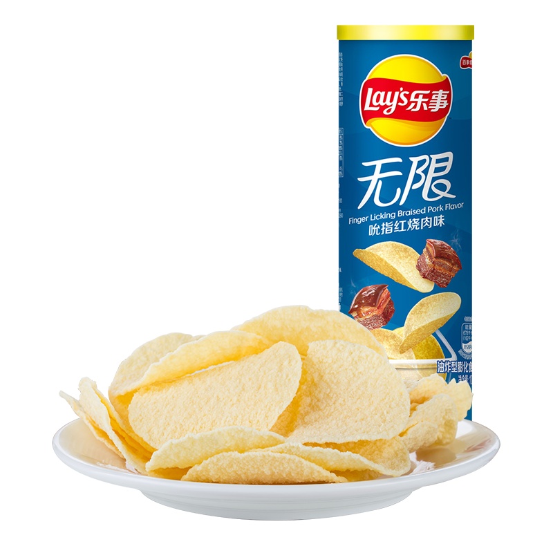 乐事 薯片桶装 104g吮指红烧肉味