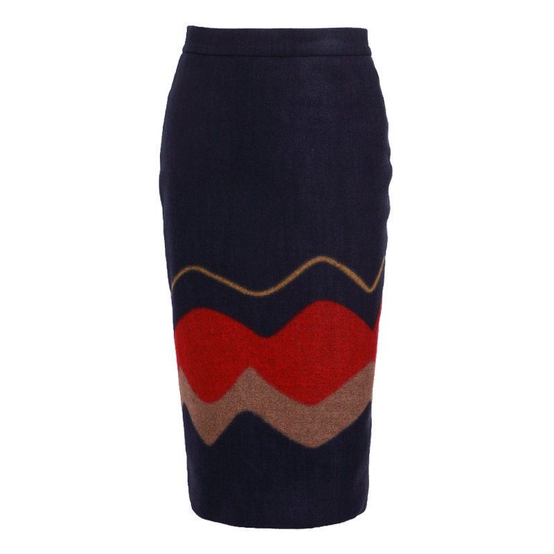 晚白 2020春冬新品通勤百搭印花高腰包臀裙显瘦一步裙羊毛半身裙女