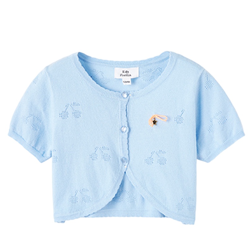拉夏贝尔休闲空调衫童装2020秋季女童儿童女宝宝短袖针织披肩