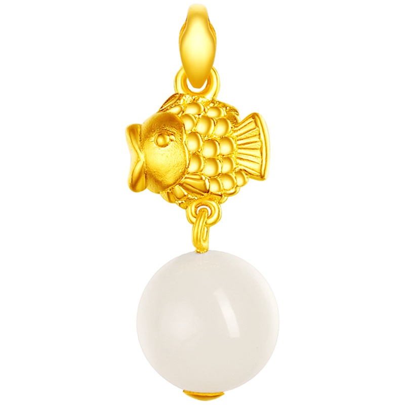 金一 足金 和田玉吊坠 动物-锦鲤 女士款（送银饰项链）(定价) ZJDZ080