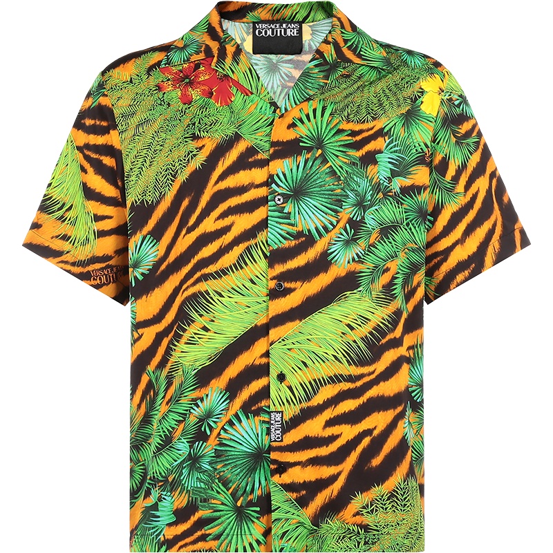 VERSACE JEANS COUTURE 范思哲 男士 粘胶纤维宽松版短袖衬衫B1GVB6B0 S0783