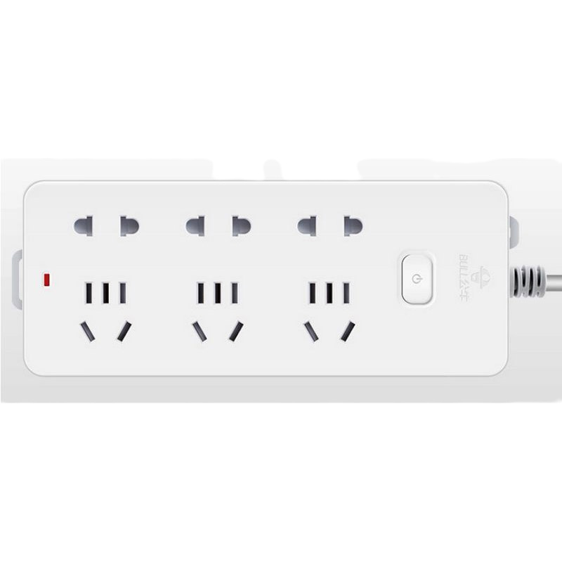 BULL公牛 六位带儿童保护门总控开关插座 白色 1 .8m GN-402