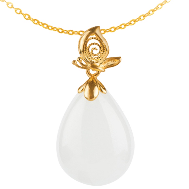 金一国囍足金蝶舞·绽放女士款和田玉吊坠赠银链(定价)ZJDZ059