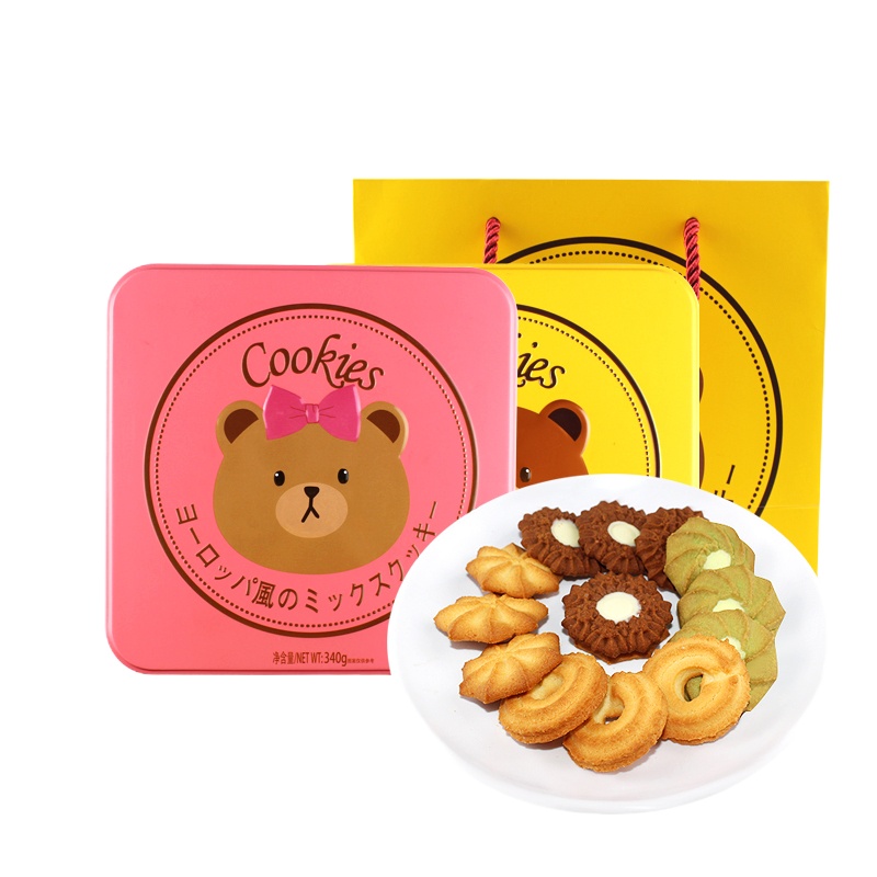 金语 欧式风味什锦曲奇饼干(黄)340g