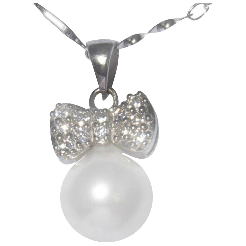 梦克拉 Mkela S925银镶珍珠吊坠 蝴蝶情缘 近圆 淡水珍珠 吊坠 珍珠 送朋友