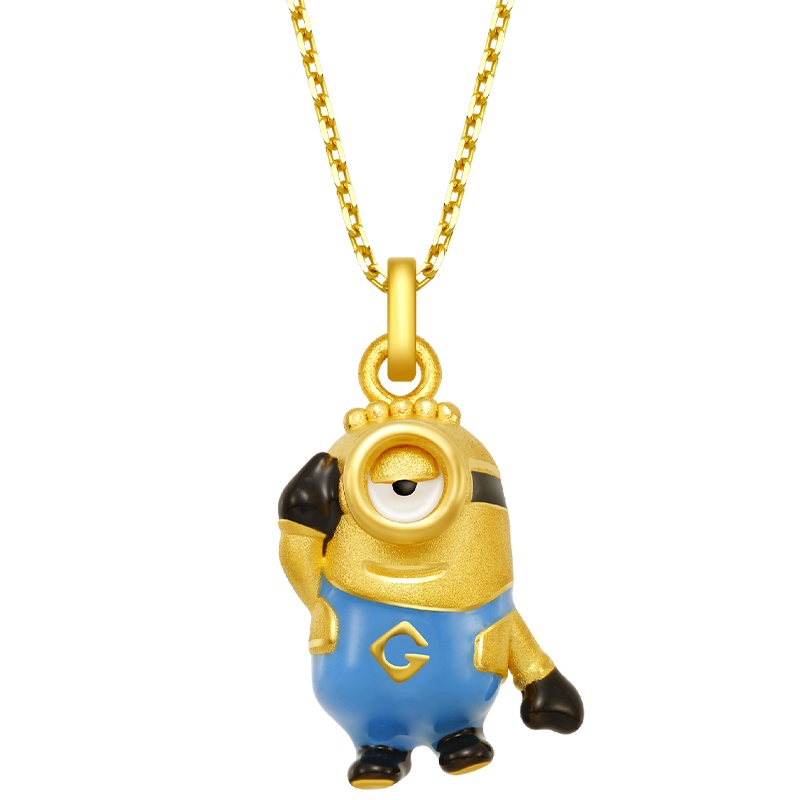 《神偷奶爸》正版授权 Mover魔吻 小黄人多彩系列卡尔硬金黄金吊坠