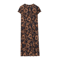 金菊2020新款桑蚕丝改良旗袍女修身圆领无袖真丝中长款连衣裙