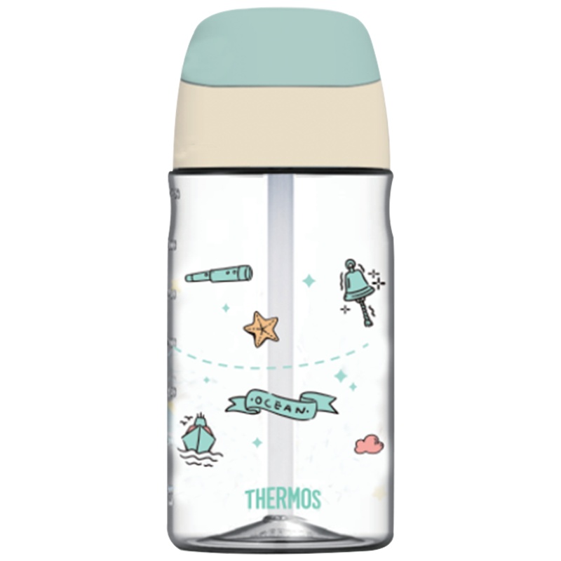 THERMOS膳魔师旅行探险tritan吸管杯吸便携婴儿防呛宝宝学饮杯BBSE-400 蓝色 BB(SN)