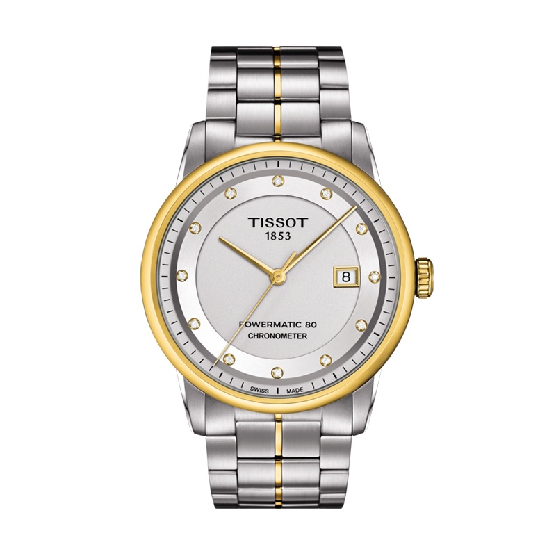 [低至5折]天梭(TISSOT)瑞士手表 豪致系列钻石刻度日期显示经典钢带男士机械表T086.408.22.036.00