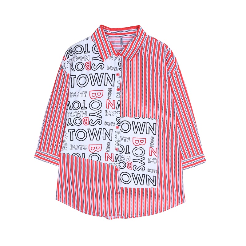 美丽衣橱字母衬衫女学生2020夏新款bf原宿宽松显瘦时尚潮流上衣