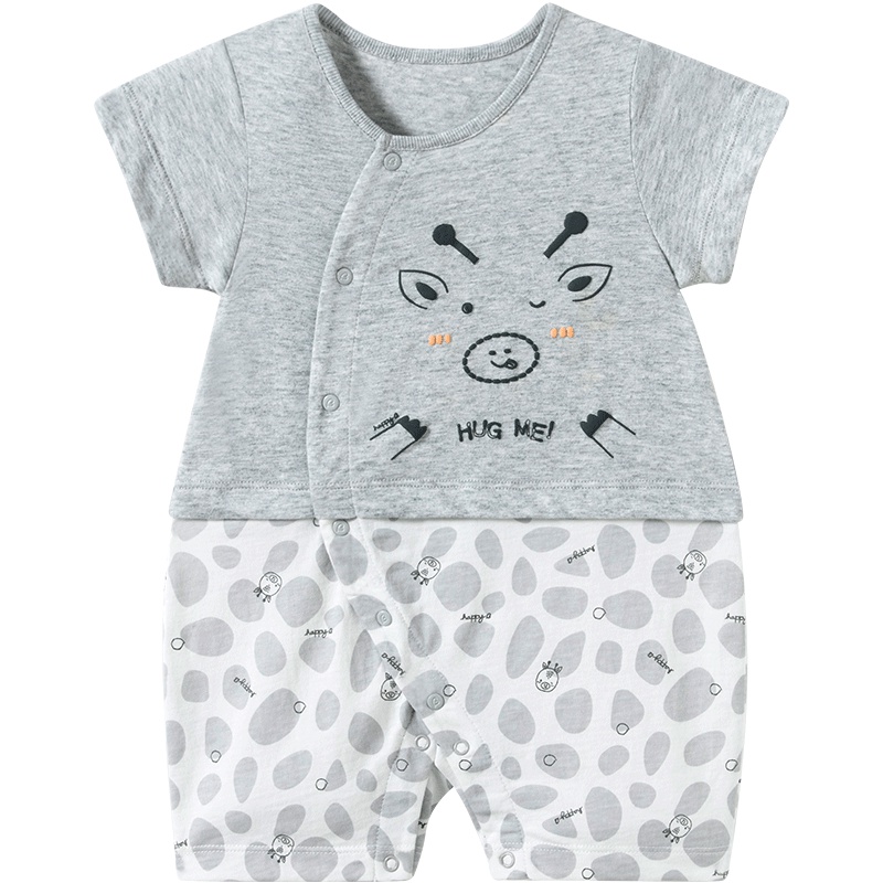 哈贝比婴儿连体衣夏季薄款宝宝哈衣2018春夏纯棉外出运动爬服