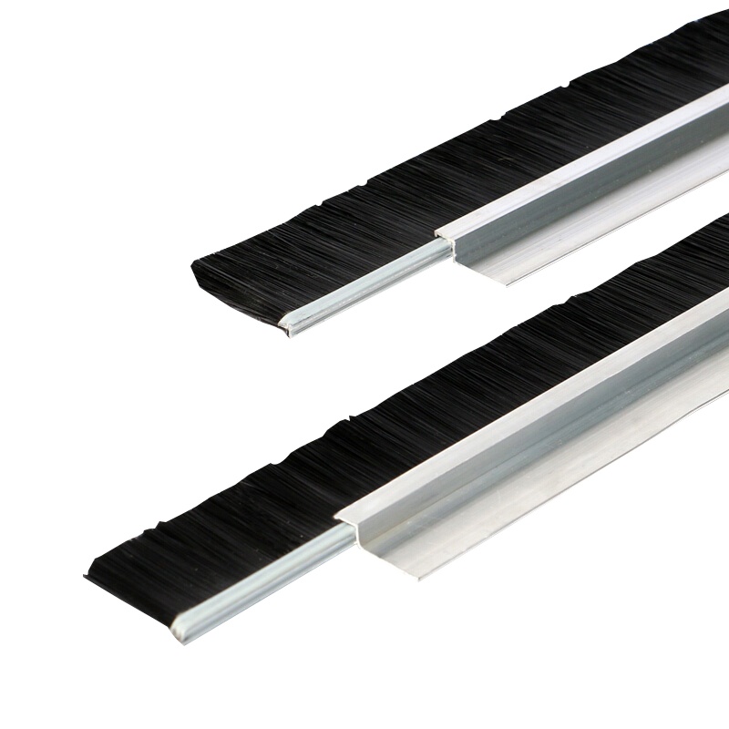 海斯迪克 HKW-156工业毛刷条 清洁防尘扫灰挡水H型 铝合金密封线盒尼龙丝毛刷毛高10mm长1m【F.T底座备注】