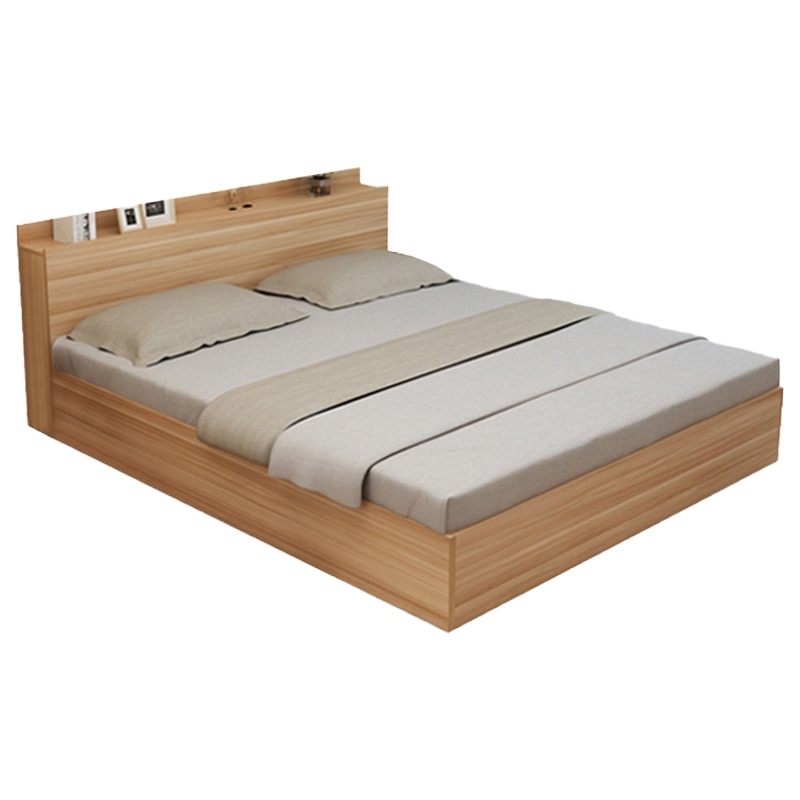 创世人 实木床现代简约1.5米双人床主卧经济型出租房简易床