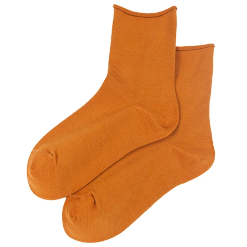 Heheng·和亨 2019年秋季新款日系韩范森女ins风中筒卷边松口棉袜堆堆袜