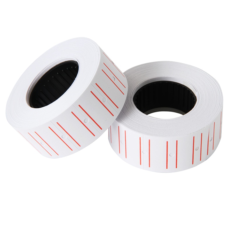 得力(deli)3210标签机配件单排白色打价纸超市标价纸白色打码纸不干胶标签纸标价纸10卷/筒单筒装