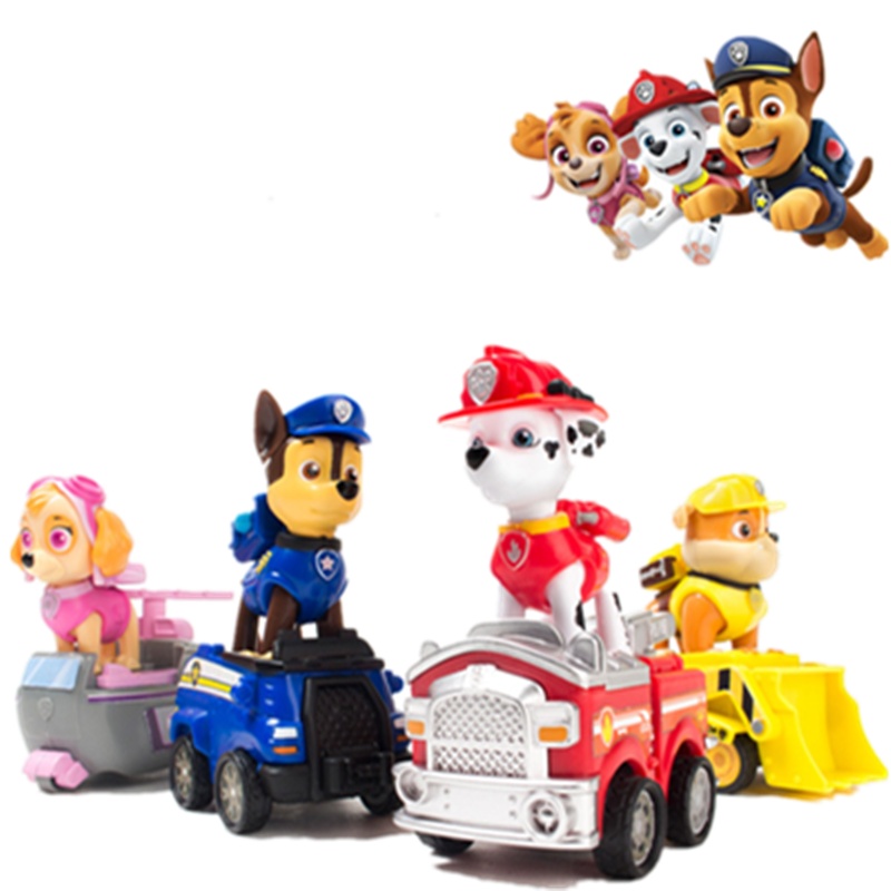 汪汪队积木玩具阿奇仿真救援车模型场景狗狗公仔儿童玩具(PPB-130126 变形背包-灰灰)