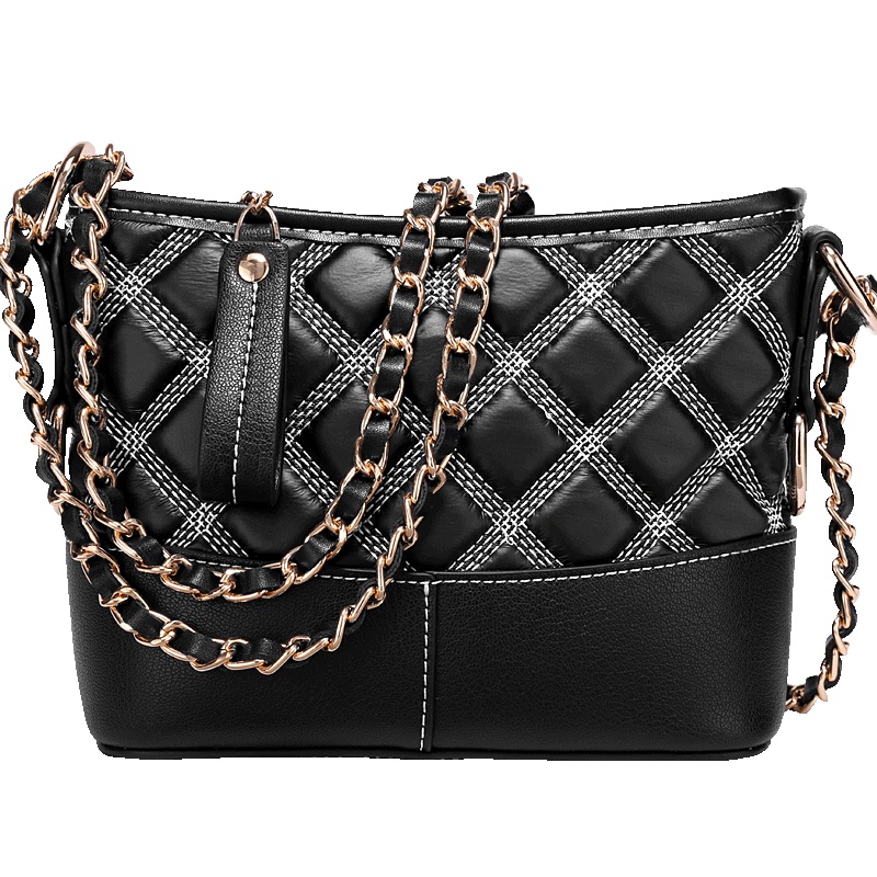 妙迪女包包2019时尚潮款潮韩版方块包百搭个性撞色牛皮单肩斜挎包