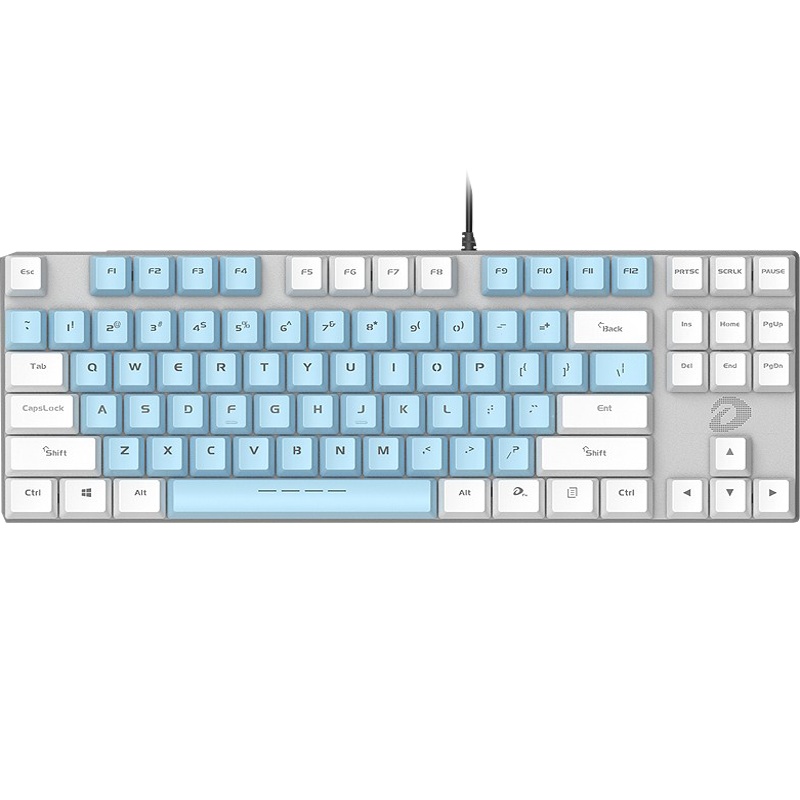 达尔优 机械合金108键双色机械键盘 电竞游戏 家用办公(全键无冲 CF吃鸡LOL) 87键白蓝色双拼 黑轴