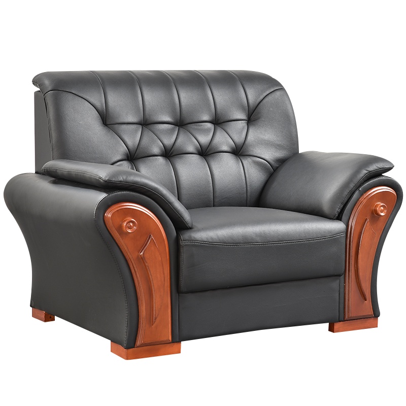 办公会客沙发 商务经理沙发 办公室沙发 接待茶几组合 三人位牛皮