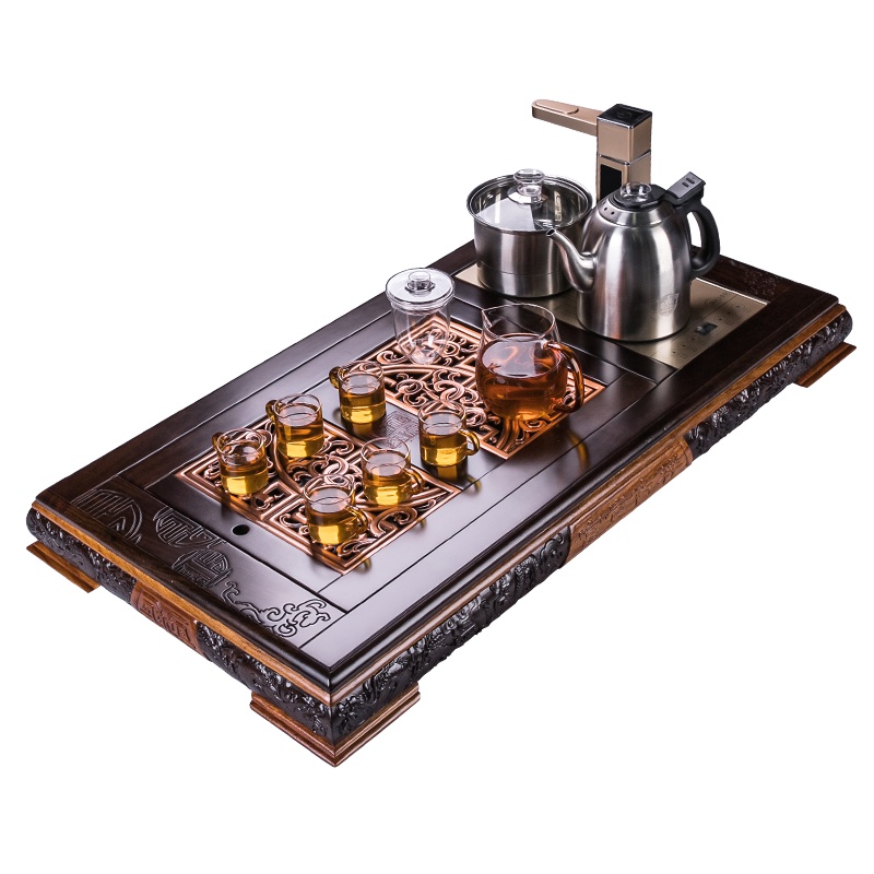 金杞（JINQI） 整套茶具全自动上水电热水壶耐热消毒烧水煮茶自动续水红铜面板刺猬紫檀茶盘202B款套装