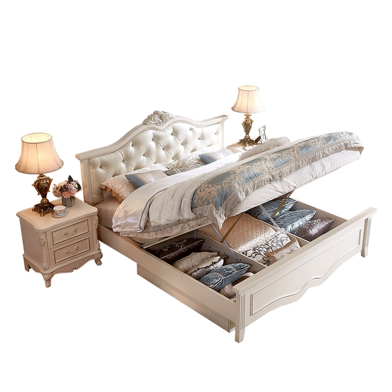 林氏木业欧式床卧室家具组合套装储物床现代简约主卧双人床KA162H