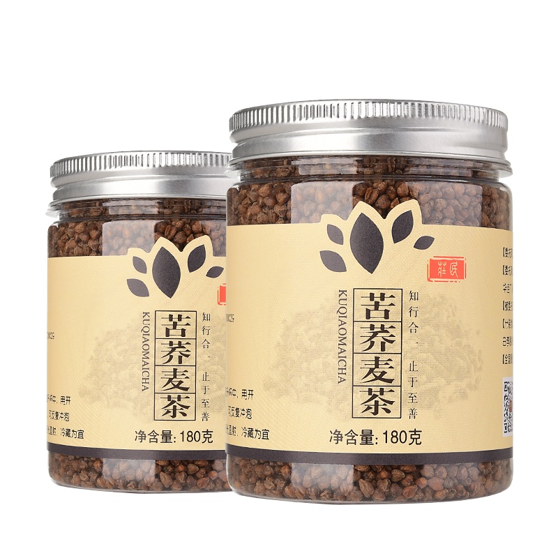 庄民 黑苦荞茶180g/罐*2 共360g 全胚芽大颗粒 精选花草茶叶泡水