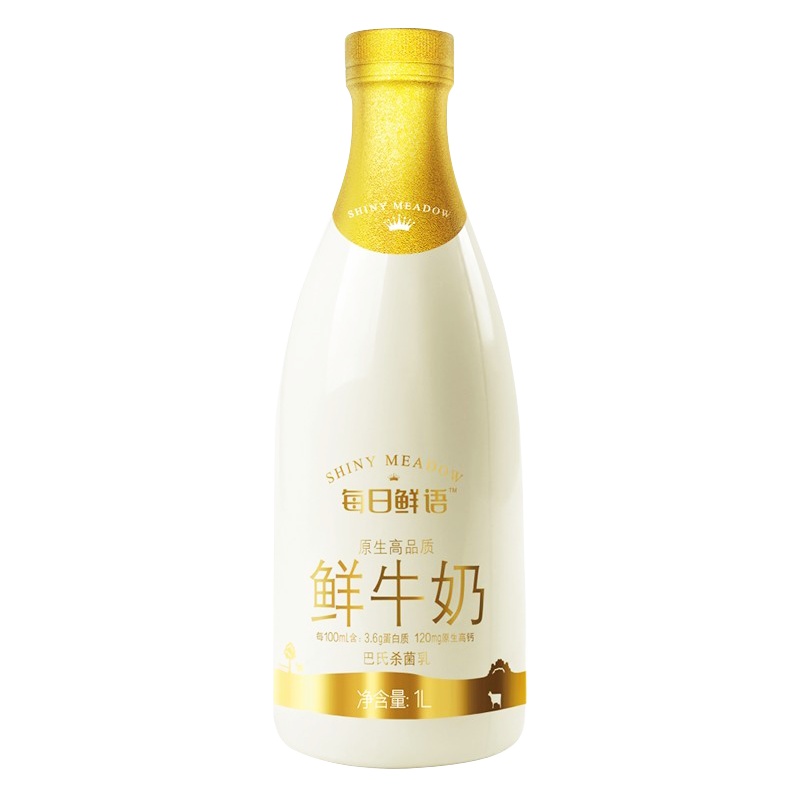 每日鲜语(SHINY MEADOW)原生高品质全脂鲜牛奶1L*2全脂巴氏杀菌低温鲜奶纯牛奶