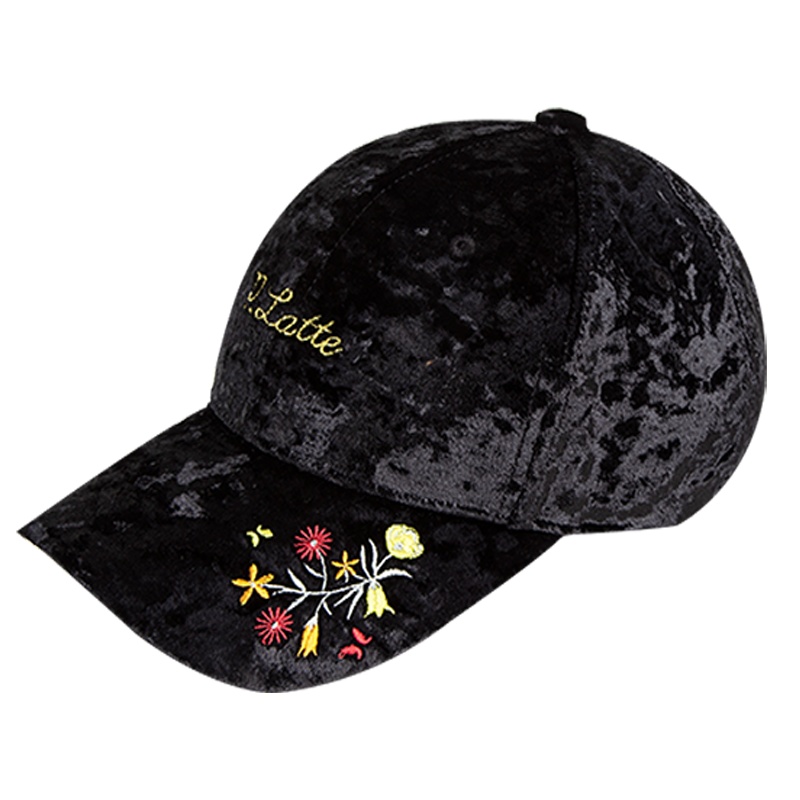 宏达HONDAR 2018秋冬新品女款原宿风百花刺绣绒面可调节棒球帽 MZ020B