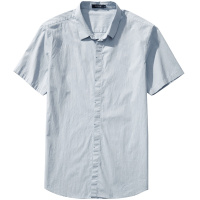 千纸鹤男士衬衣2019春季新款青年韩版休闲修身短袖衬衫男10096