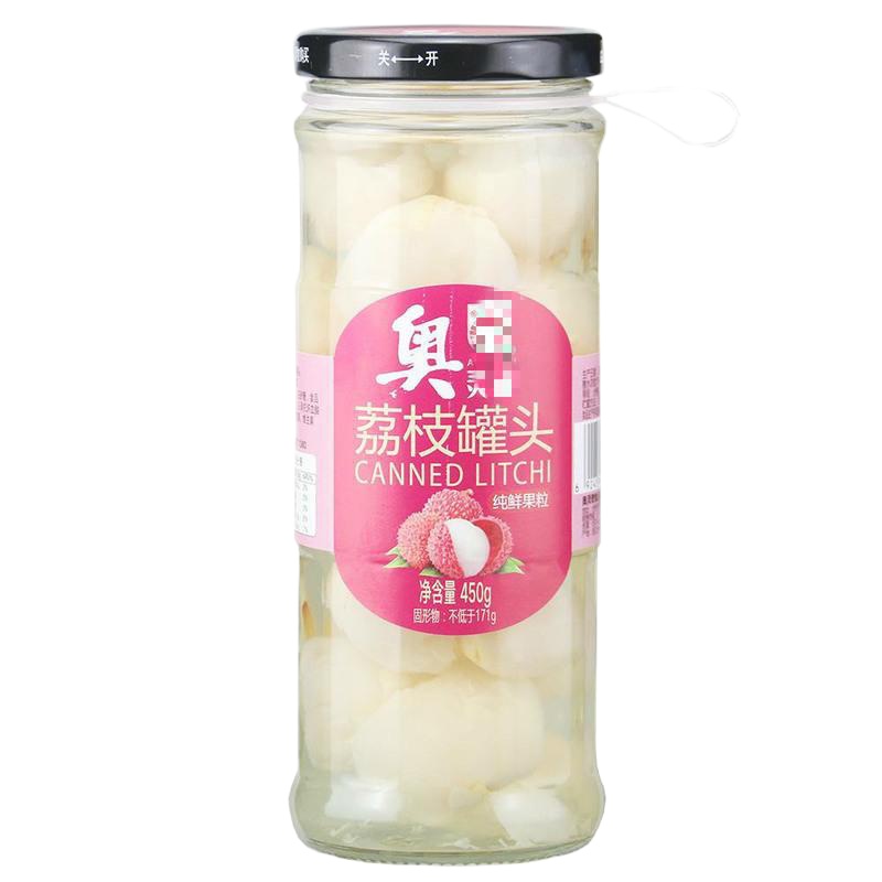 水果罐头 荔枝罐头 纯鲜果粒玻璃瓶水果罐头 荔枝罐头450g*2瓶