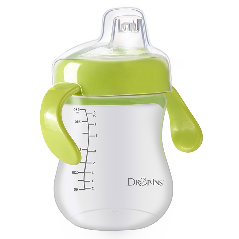 迪芽小孩儿童水杯夏季带盖宝宝水杯婴儿学饮杯鸭嘴杯喝水杯子Playtex亚洲出品280ml（绿色）