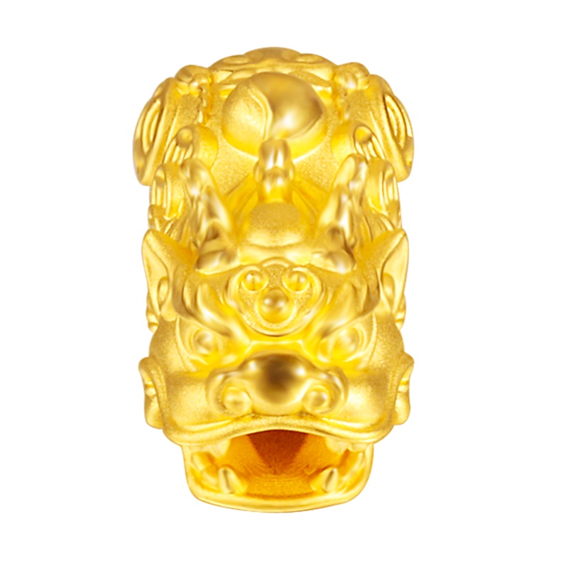 黄金码头D硬金寿桃貔貅手串蟠桃足金999黄金串珠周岁送长辈礼物