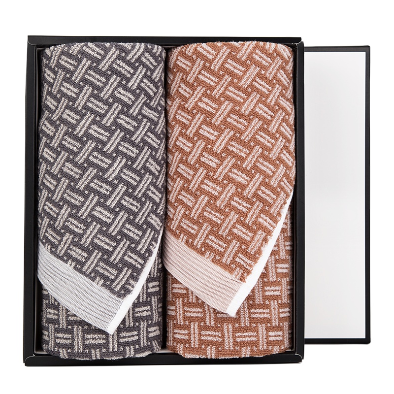 三利 毛巾礼盒2条 纯棉加厚洗脸巾套装 110/条 全棉褶边提花洁面巾
