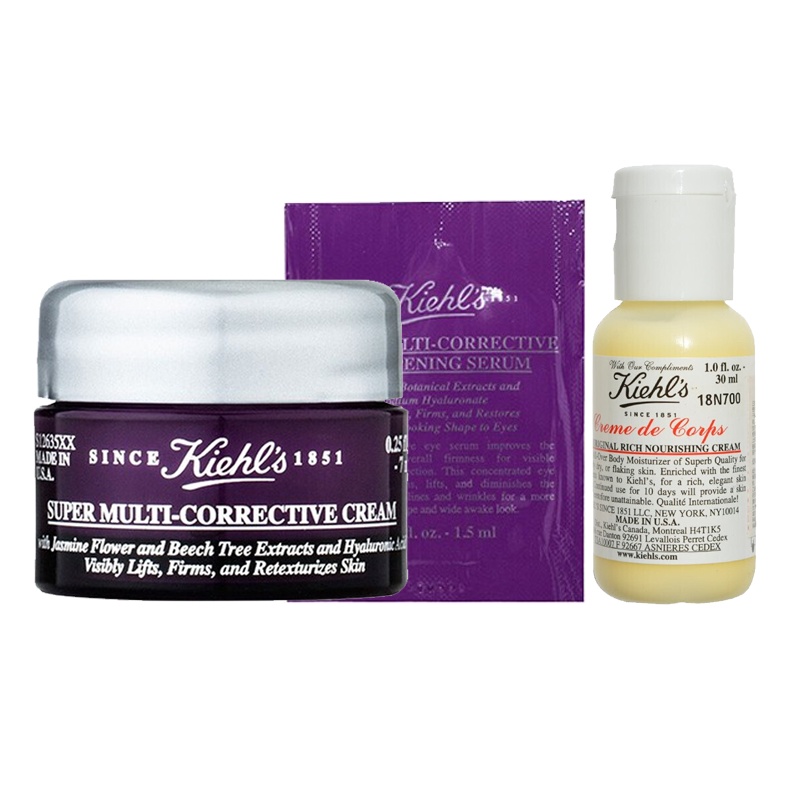 科颜氏Kiehl's多重紧致面霜7ml*5 多重紧致眼部精华乳3ml*5 全身保湿润肤乳30ml*3