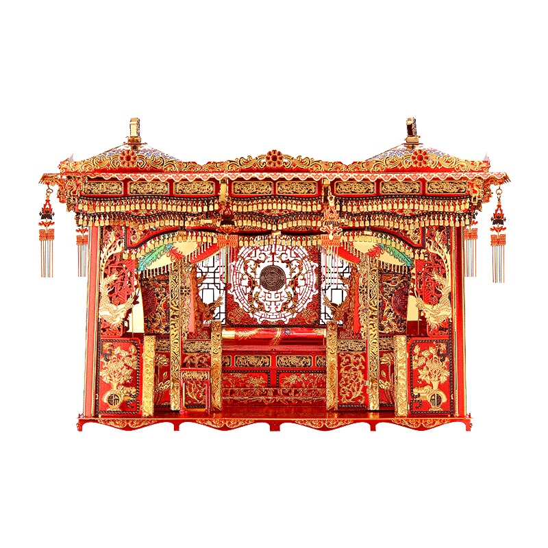 拼酷-婚床 3D立体拼图 红金