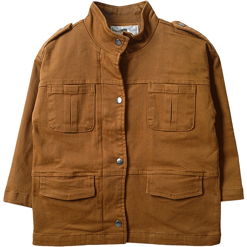 婴姿坊男童春秋新款外套多袋肩章吉他印花拉链韩版防风夹克个性