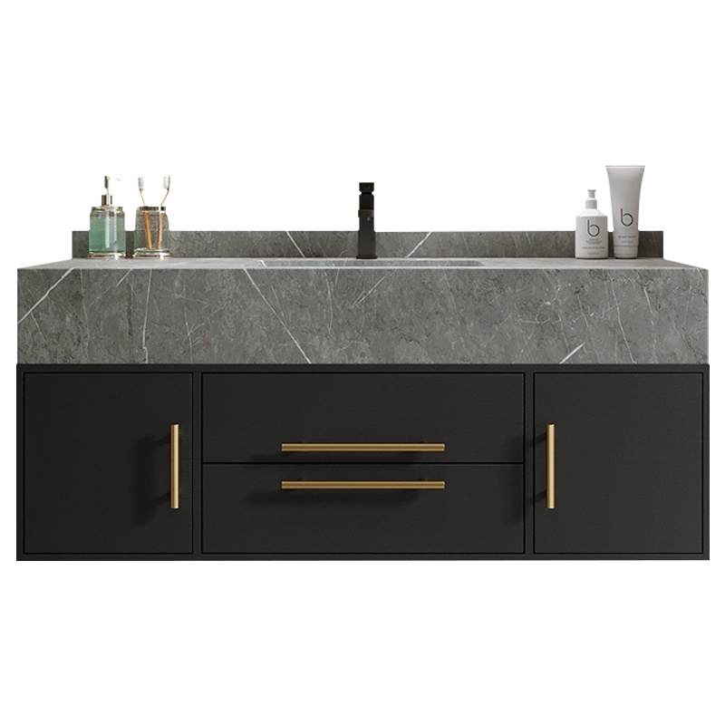 汉诺鑫威大理石浴室柜镜柜现代简约卫生间岩板洗脸洗手池洗漱台盆组合套装