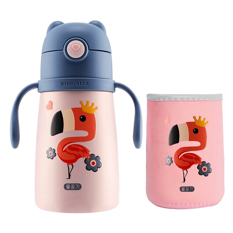 小猪佩奇杯具熊儿童水杯幼儿园宝宝防漏吸管杯儿童防摔学饮杯 鸭嘴杯保温杯BEDDYBEAR学饮杯