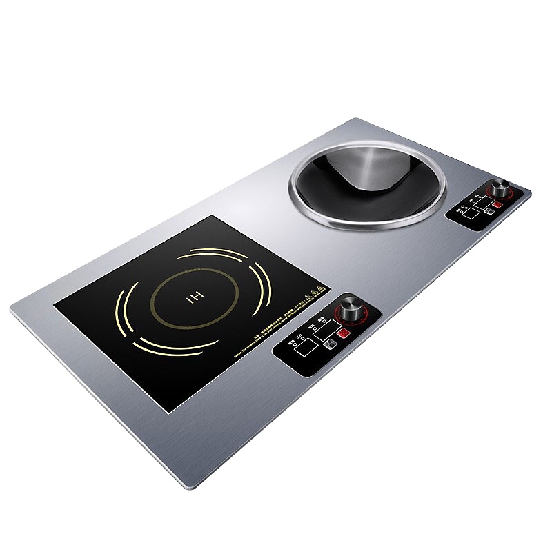 乐创(lecon)电磁炉商用多头大功率3500W双头组合电磁炉台式凹面多眼煲仔炉LC-Q3 一凹一平3500W*2嵌入式