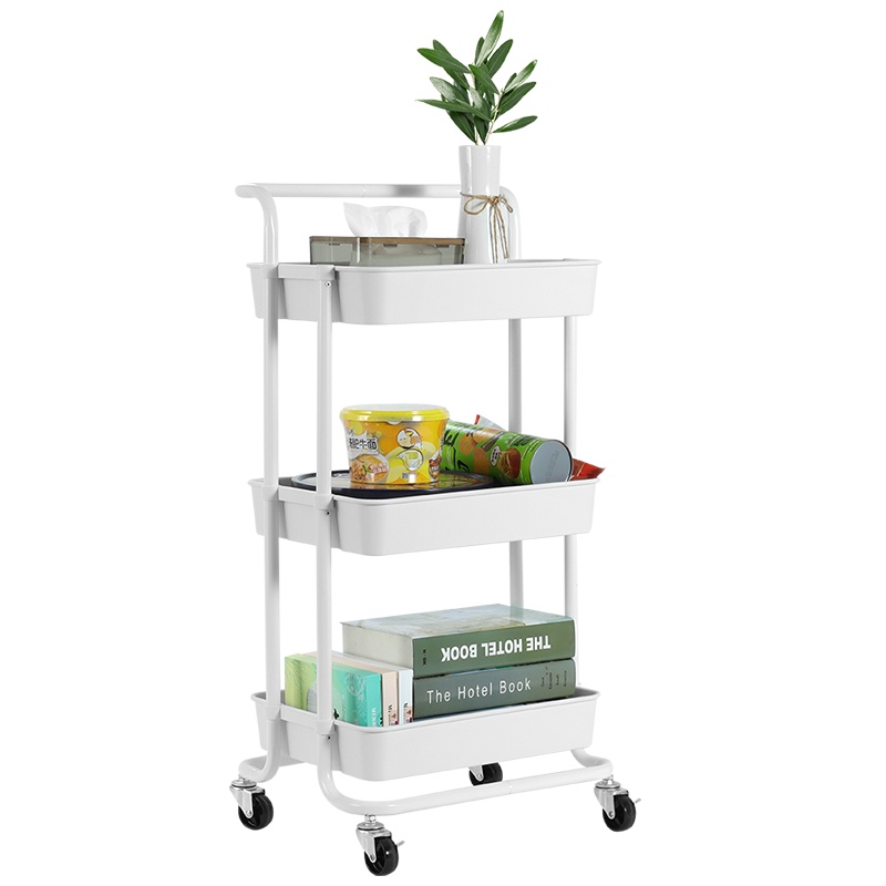 欧润哲 置物架 小推车三层婴儿用品收纳架零食厨房储物架可移动带轮收纳层架