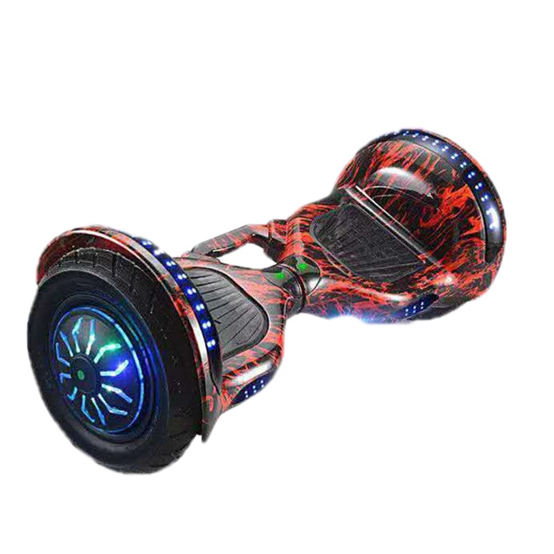 智能电动车双轮儿童小孩代步车成年两轮成人学生8-12自平衡车 10寸闪电红[炫彩至尊顶配]+手扶杆