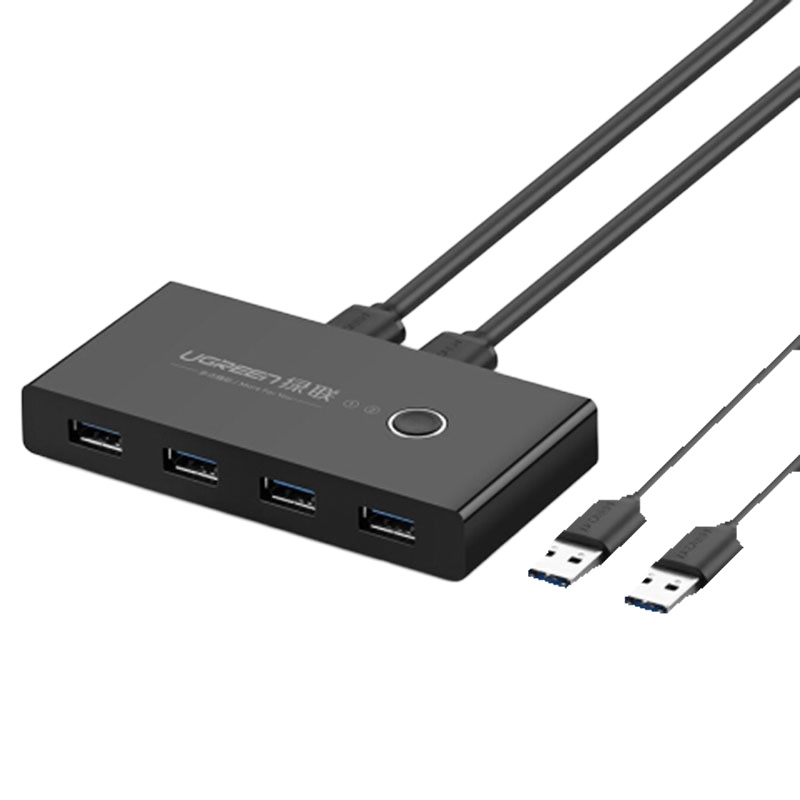 [精选] 绿联(Ugreen) US216 二进四出切换器 台式机笔记本电脑接鼠标键盘U盘共享4口转换器