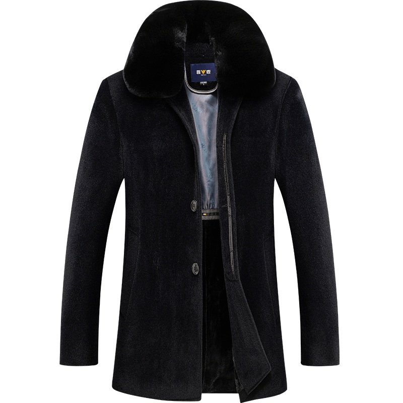 雅鹿男装秋冬新款加绒内里保暖修身男士毛呢大衣1115DA098DR