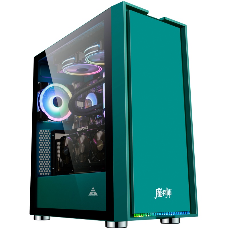 金河田机箱绿水鬼台式主机电脑机箱电源DIY整机侧透防尘游戏机箱