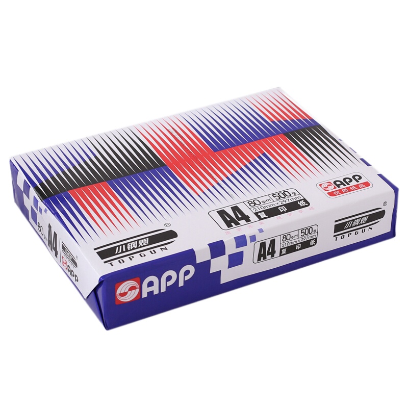 小钢炮(TOPGUN) A4 80G 复印打印纸 全木桨白纸 500张/包 8包/箱