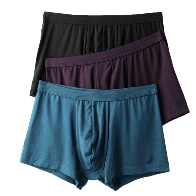 [3条装]诺帝卡NAUTICA UNDERWEAR男士丝光细莫代平板腰平口裤四角内裤平角裤