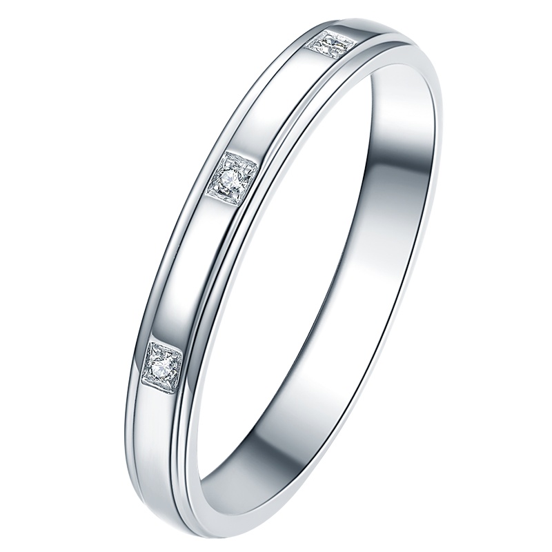 佐卡伊 情定三生 白18K金情侣对戒钻戒男戒女戒结婚订婚戒指定制