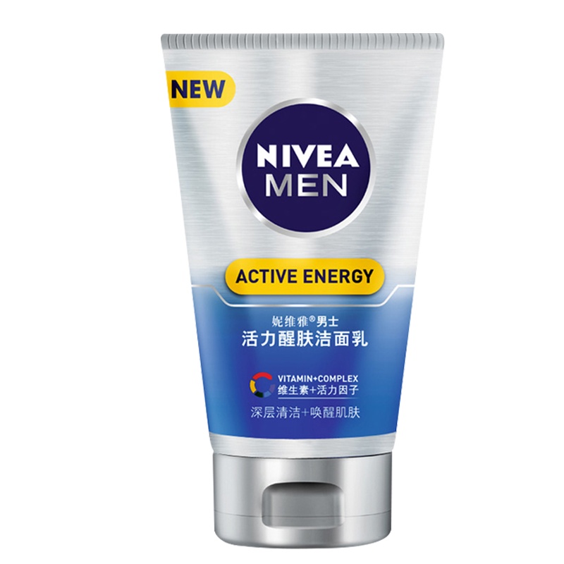 妮维雅男士活力醒肤洁面乳100g洗面奶男士护肤品补水清爽保湿洁净清洁