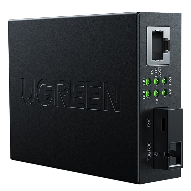 绿联光纤收发器钎千兆单模单仟芯转网线接口20km百兆以太网poe监控视频 百兆单模双纤(20公里)1光1电[单个装]